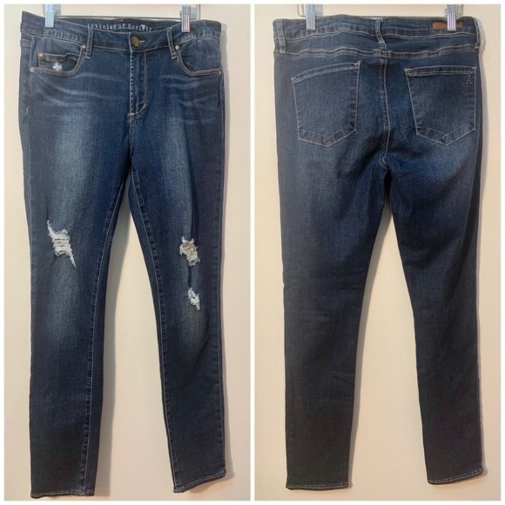 Articles Of Society Distressed Skinny Blue Denim Jeans Stretch